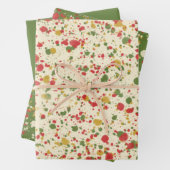 Weihnachts Paint Spatter Muster Red Green Creme Geschenkpapier Set (Beispiel)