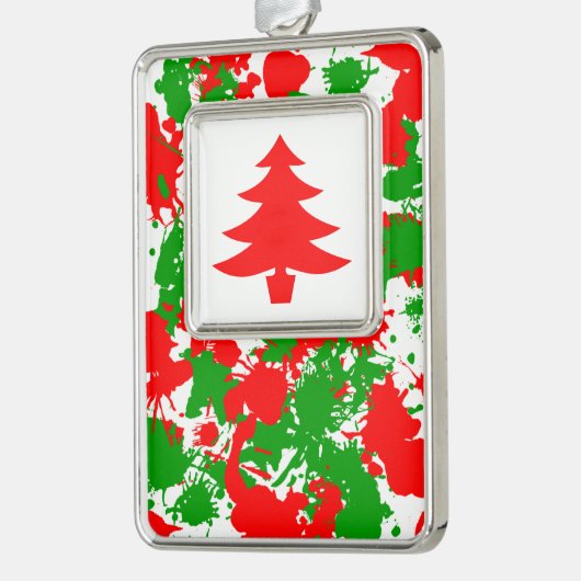 Weihnachts-Paint-Spritzer Rahmen-Ornament Silber (Links)