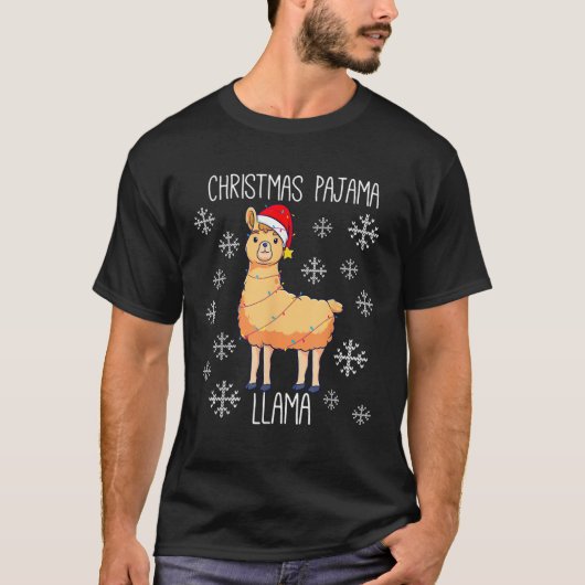 Weihnachts Pajama Llama Niedlich Familienmatte Xma T-Shirt (Vorderseite)