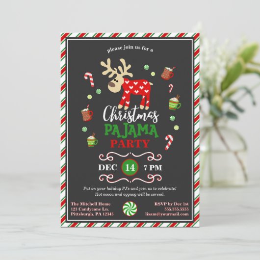 Weihnachts-Pajama-Party Einladung (Stehend Vorderseite)