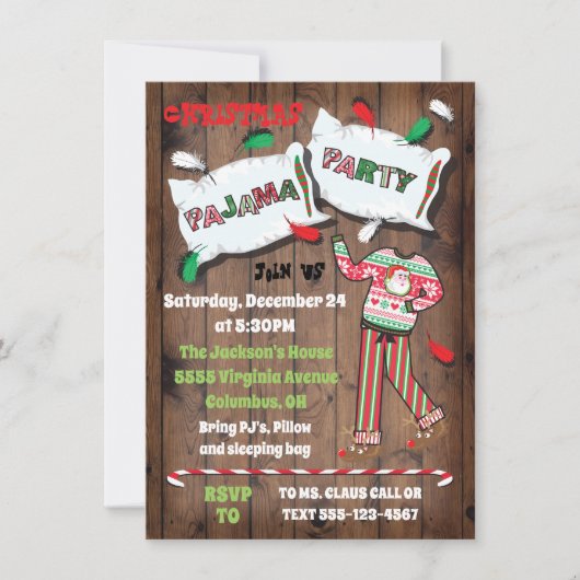 Weihnachts-Pajama-Party Einladungen (Vorderseite)