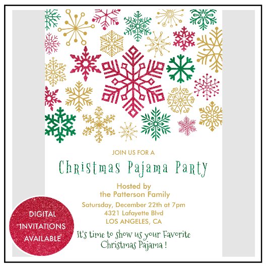 Weihnachts Pajama Party Illustration Schneeflocke Einladung