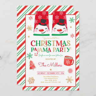 Weihnachts-Pajama-Party Roter Urlaub Pajama Party Einladung