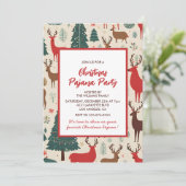 Weihnachts Pajama Party Schlumber Whimsical Hirsch Einladung (Stehend Vorderseite)