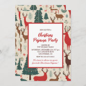 Weihnachts Pajama Party Schlumber Whimsical Hirsch Einladung (Vorne/Hinten)