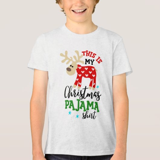 Weihnachts-Pajama-Shirt Niedlich Rentier-Festival Tri-Blend Shirt (Vorderseite)