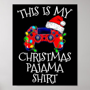 Weihnachts-Pajama-Shirt-Videospielcontroller Santa Poster