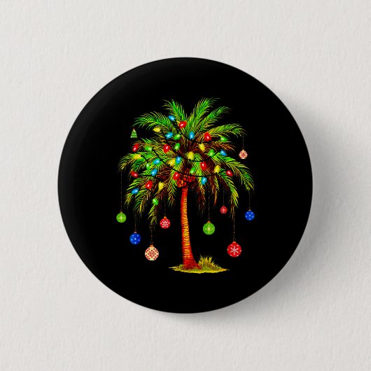 Weihnachts Palm Tree Light Hawaiian Tropical Xmas Button (Vorderseite)