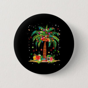 Weihnachts Palm Tree Light Hawaiian Tropical Xmas Button