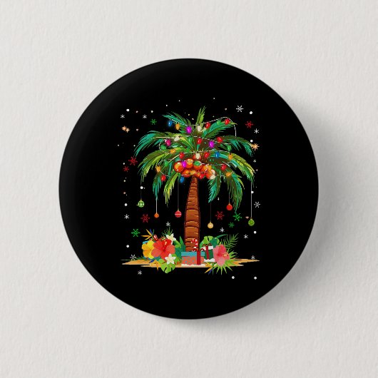 Weihnachts Palm Tree Light Hawaiian Tropical Xmas Button (Vorderseite)
