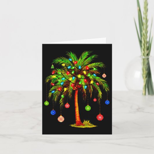 Weihnachts Palm Tree Light Hawaiian Tropical Xmas Karte (Vorderseite)