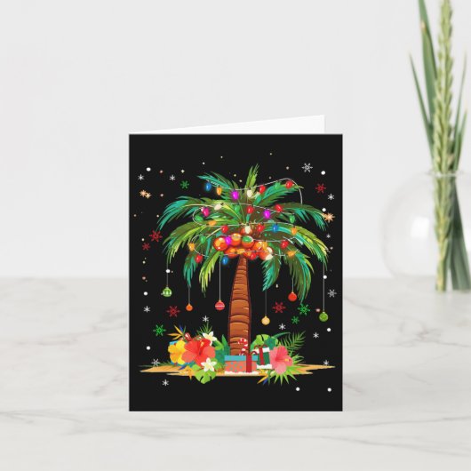 Weihnachts Palm Tree Light Hawaiian Tropical Xmas Karte (Vorderseite)
