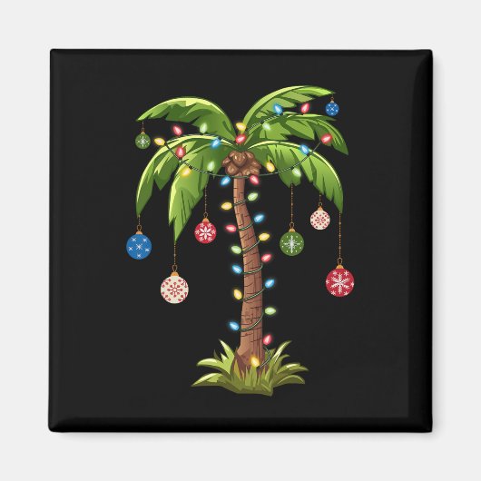 Weihnachts Palm Tree Light Hawaiian Tropical Xmas Magnet (Vorne)