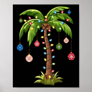 Weihnachts Palm Tree Light Hawaiian Tropical Xmas Poster