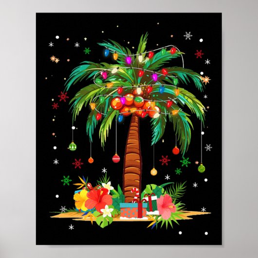 Weihnachts Palm Tree Light Hawaiian Tropical Xmas Poster (Vorne)