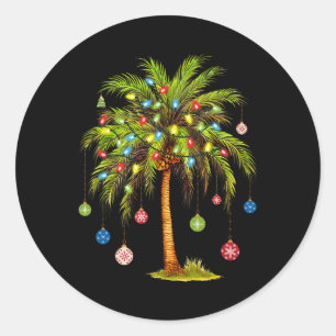 Weihnachts Palm Tree Light Hawaiian Tropical Xmas Runder Aufkleber