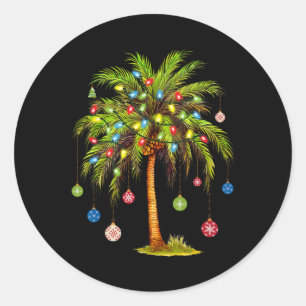 Weihnachts Palm Tree Light Hawaiian Tropical Xmas Runder Aufkleber