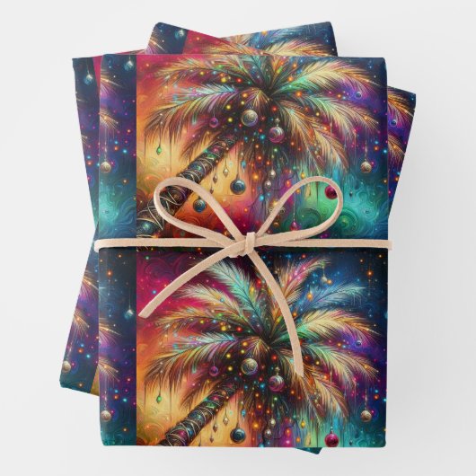 Weihnachts Palm Tree Tropical Beach Decoupage Geschenkpapier Set (Beispiel)