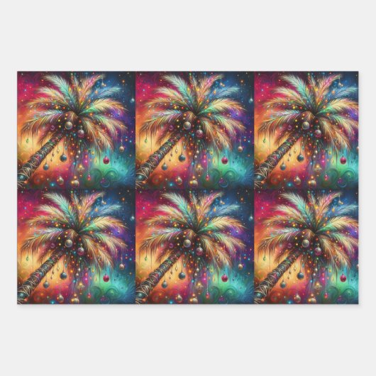 Weihnachts Palm Tree Tropical Beach Decoupage Geschenkpapier Set (Vorderseite)