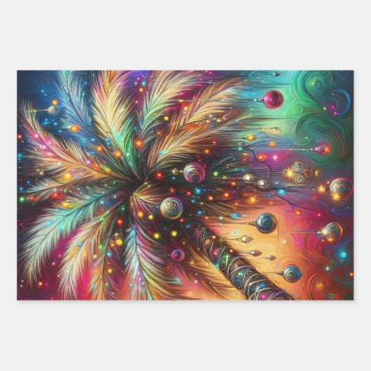 Weihnachts Palm Tree Tropical Beach Decoupage Geschenkpapier Set (Vorderseite 3)