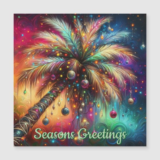 Weihnachts Palm Tree Tropical Beach Magnetkarte (Vorderseite)