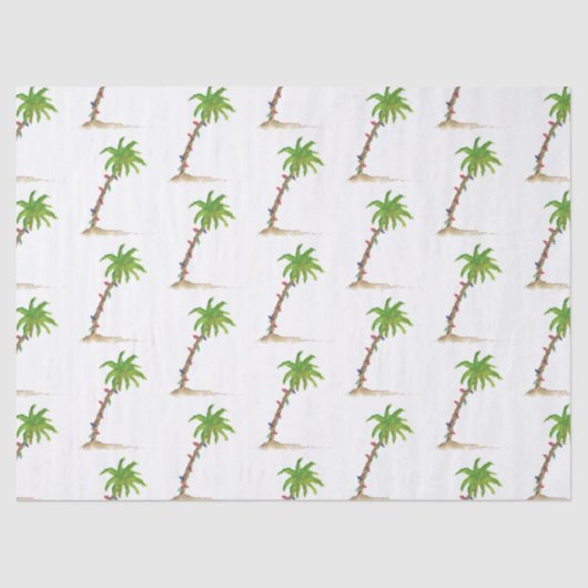 Weihnachts Palm Tree Tropical Beachy Lights Beach Seidenpapier (Vorderseite)