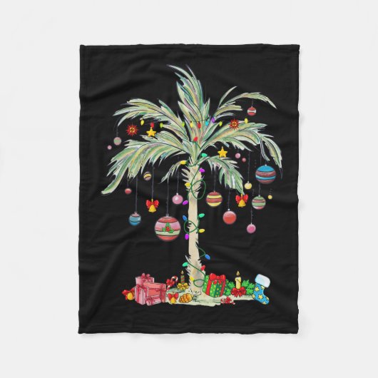 Weihnachts Palm Tree Tropical Xmas Beach Florida H Fleecedecke (Vorderseite)