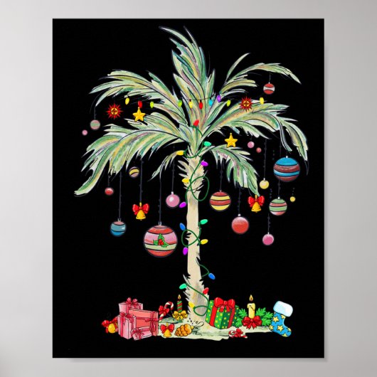 Weihnachts Palm Tree Tropical Xmas Beach Florida H Poster (Vorne)