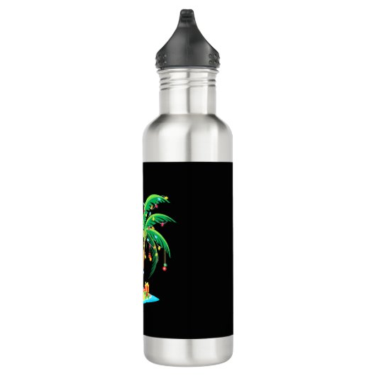 Weihnachts Palm Tree Tropical Xmas Geschenk Coconu Edelstahlflasche (Rechts)