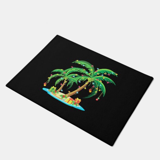 Weihnachts Palm Tree Tropical Xmas Geschenk Coconu Fußmatte (Schrägansicht)