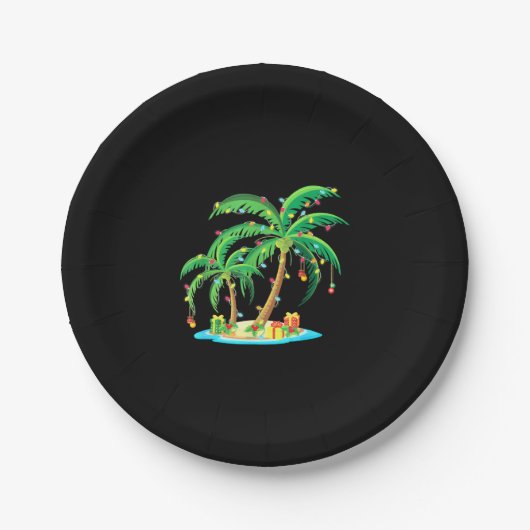 Weihnachts Palm Tree Tropical Xmas Geschenk Coconu Pappteller (Vorderseite)