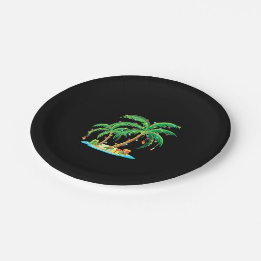 Weihnachts Palm Tree Tropical Xmas Geschenk Coconu Pappteller (Schrägansicht)