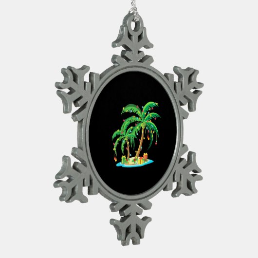 Weihnachts Palm Tree Tropical Xmas Geschenk Coconu Schneeflocken Zinn-Ornament (Links)