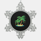 Weihnachts Palm Tree Tropical Xmas Geschenk Coconu Schneeflocken Zinn-Ornament (Vorderseite)