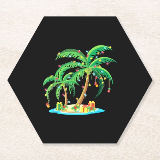 Weihnachts Palm Tree Tropical Xmas Geschenk Coconu Untersetzer (Vorderseite)
