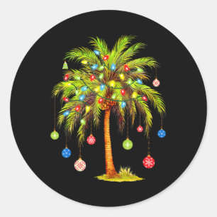 Weihnachts-Palmbaum-Licht Hawaiianisch Tropisches Runder Aufkleber