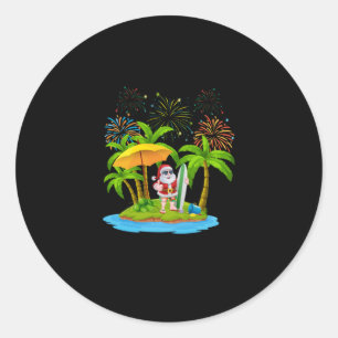 Weihnachts Palme Tree Tropical Xmas Lichter Runder Aufkleber