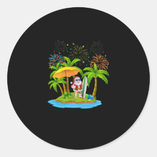 Weihnachts Palme Tree Tropical Xmas Lichter Runder Aufkleber