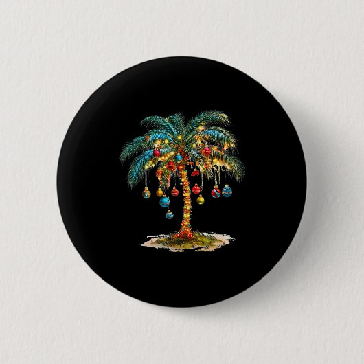 Weihnachts-Palmenbaum Frauen Lustiger Hawaiianisch Button (Vorderseite)