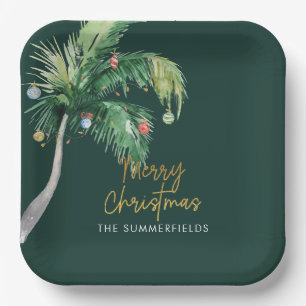 Weihnachts-Palmenbaum-Küstenfeiertag Pappteller
