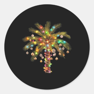 Weihnachts-Palmenbaum-Licht Hawaiianisch Tropische Runder Aufkleber