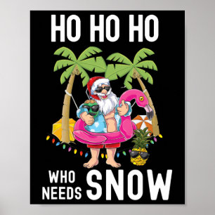 Weihnachts-Palmenbaum-Santa-Surfing-Sommer-Strand- Poster