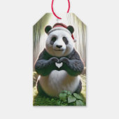 Weihnachts-Panda als Herz Geschenkanhänger (Vorderseite)
