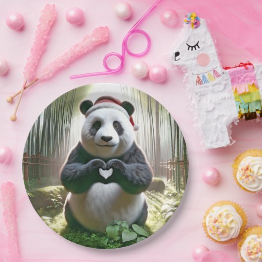 Weihnachts-Panda als Herz Pappteller (Party)