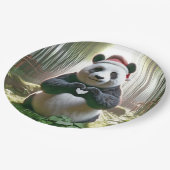 Weihnachts-Panda als Herz Pappteller (Schrägansicht)