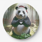 Weihnachts-Panda als Herz Pappteller (Vorderseite)