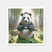 Weihnachts-Panda als Herz Serviette (Vorderseite)