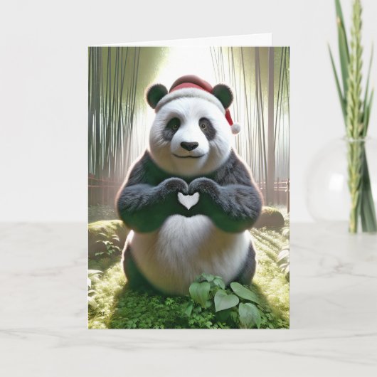 Weihnachts-Panda-Bär mit Herz Karte (Vorderseite)