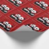 Weihnachts-Panda-Bär paarglänzend Wrapping Papper Geschenkpapier (Ecke)