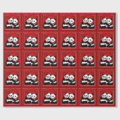 Weihnachts-Panda-Bär paarglänzend Wrapping Papper Geschenkpapier (Flach)